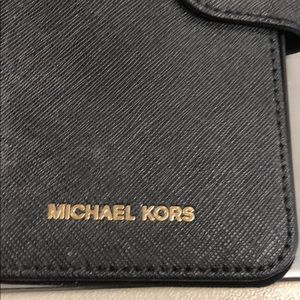 Michael Kors black leather phone case